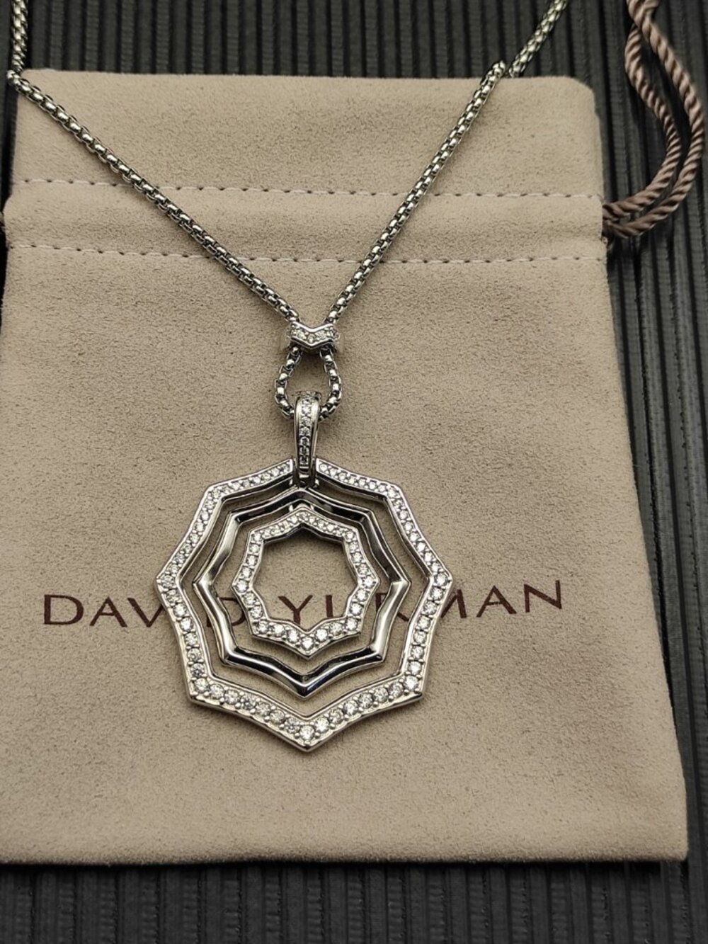David Yurman 38mm Silver Zigzag Stacked Necklace